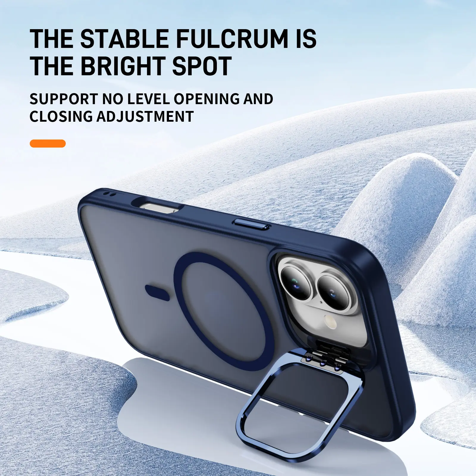 Apple iPhone 16 Plus Hoesje MagSafe Back Cover met Camera Stand Blauw afbeelding 2