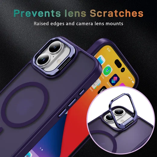 Apple iPhone 16 Plus Hoesje MagSafe Back Cover met Camera Stand Paars afbeelding 10