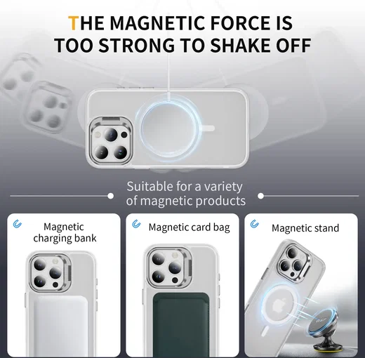 Apple iPhone 16 Pro Max Hoesje MagSafe Back Cover met Camera Stand Transparant afbeelding 6