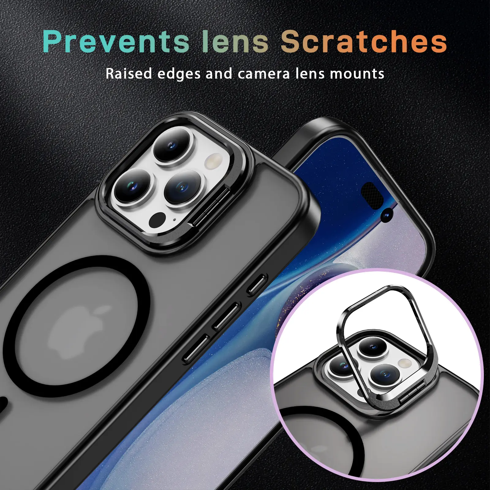 Apple iPhone 16 Pro Max Hoesje MagSafe Back Cover met Camera Stand Zwart afbeelding 10
