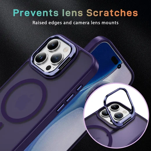 Apple iPhone 16 Pro Max Hoesje MagSafe Back Cover met Camera Stand Paars afbeelding 10