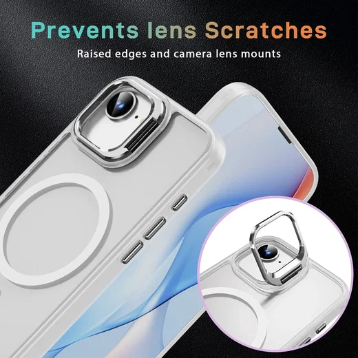 Apple iPhone 17e / 16e Hoesje MagSafe Back Cover met Camera Stand Transparant afbeelding 10