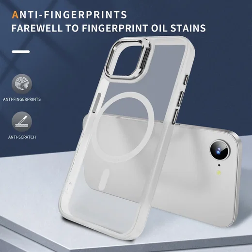 Apple iPhone 17e / 16e Hoesje MagSafe Back Cover met Camera Stand Transparant afbeelding 5