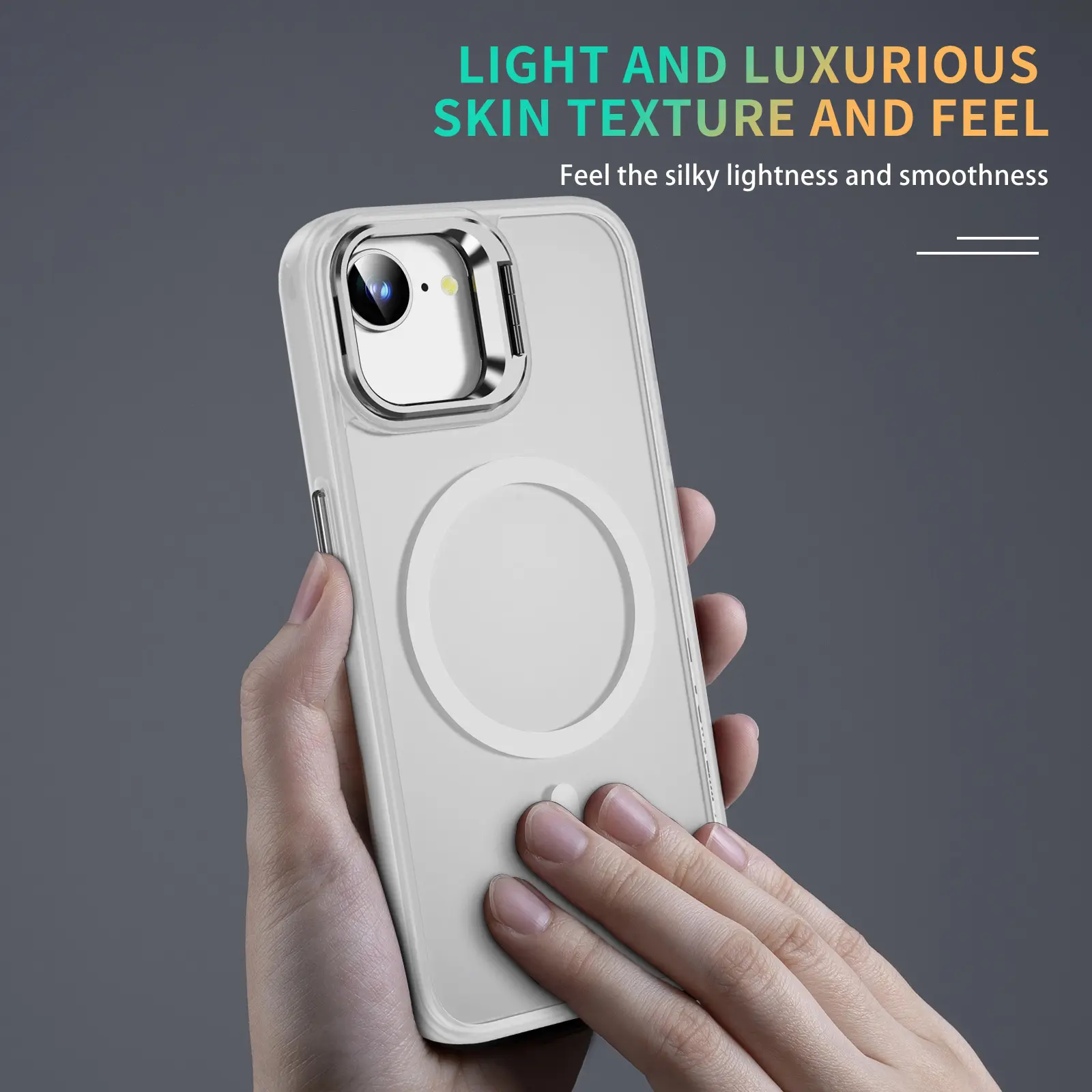 Apple iPhone 17e / 16e Hoesje MagSafe Back Cover met Camera Stand Transparant afbeelding 9