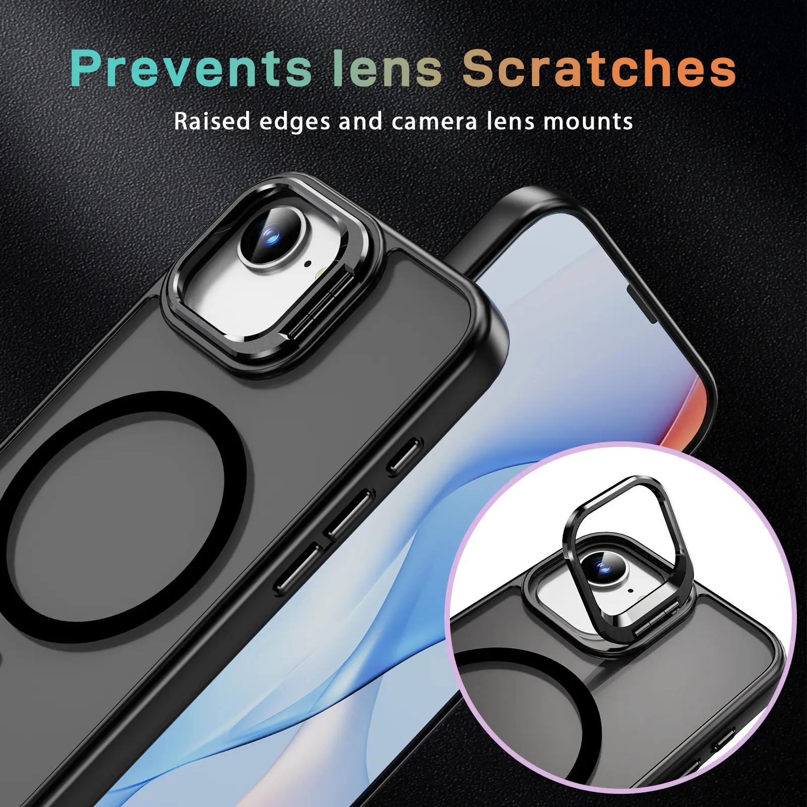 Apple iPhone 17e / 16e Hoesje MagSafe Back Cover met Camera Stand Zwart afbeelding 7