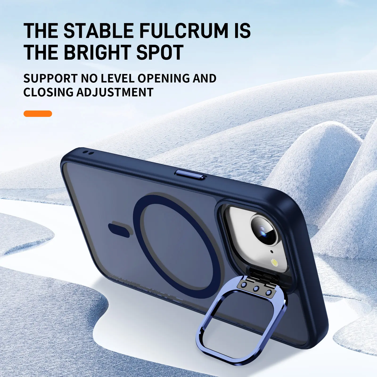 Apple iPhone 17e / 16e Hoesje MagSafe Back Cover met Camera Stand Blauw afbeelding 2
