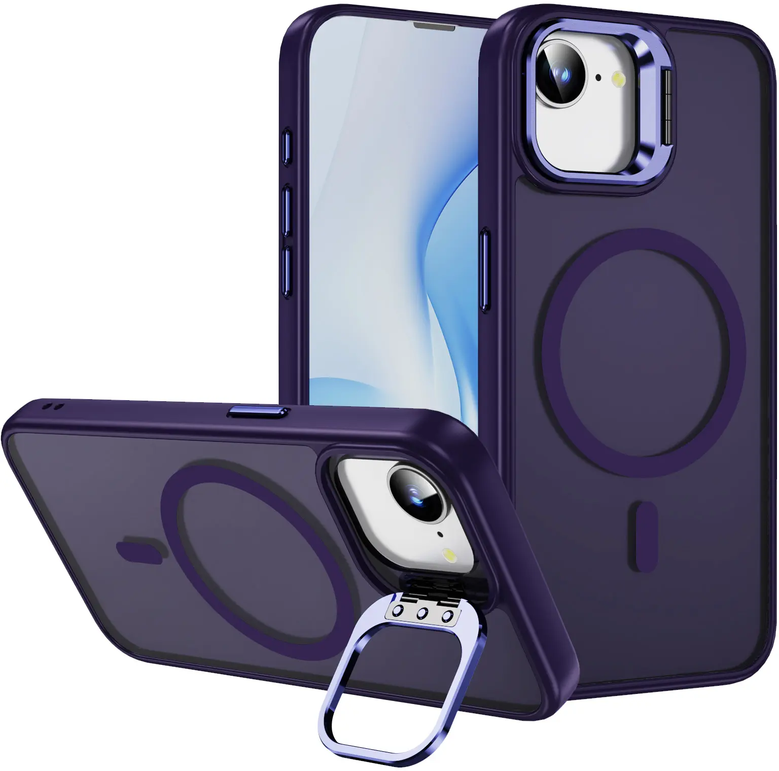 Apple iPhone 17e / 16e Hoesje MagSafe Back Cover met Camera Stand Paars afbeelding 1
