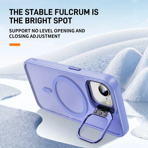 Apple iPhone 17e / 16e Hoesje MagSafe Back Cover met Camera Stand Licht Paars afbeelding 2