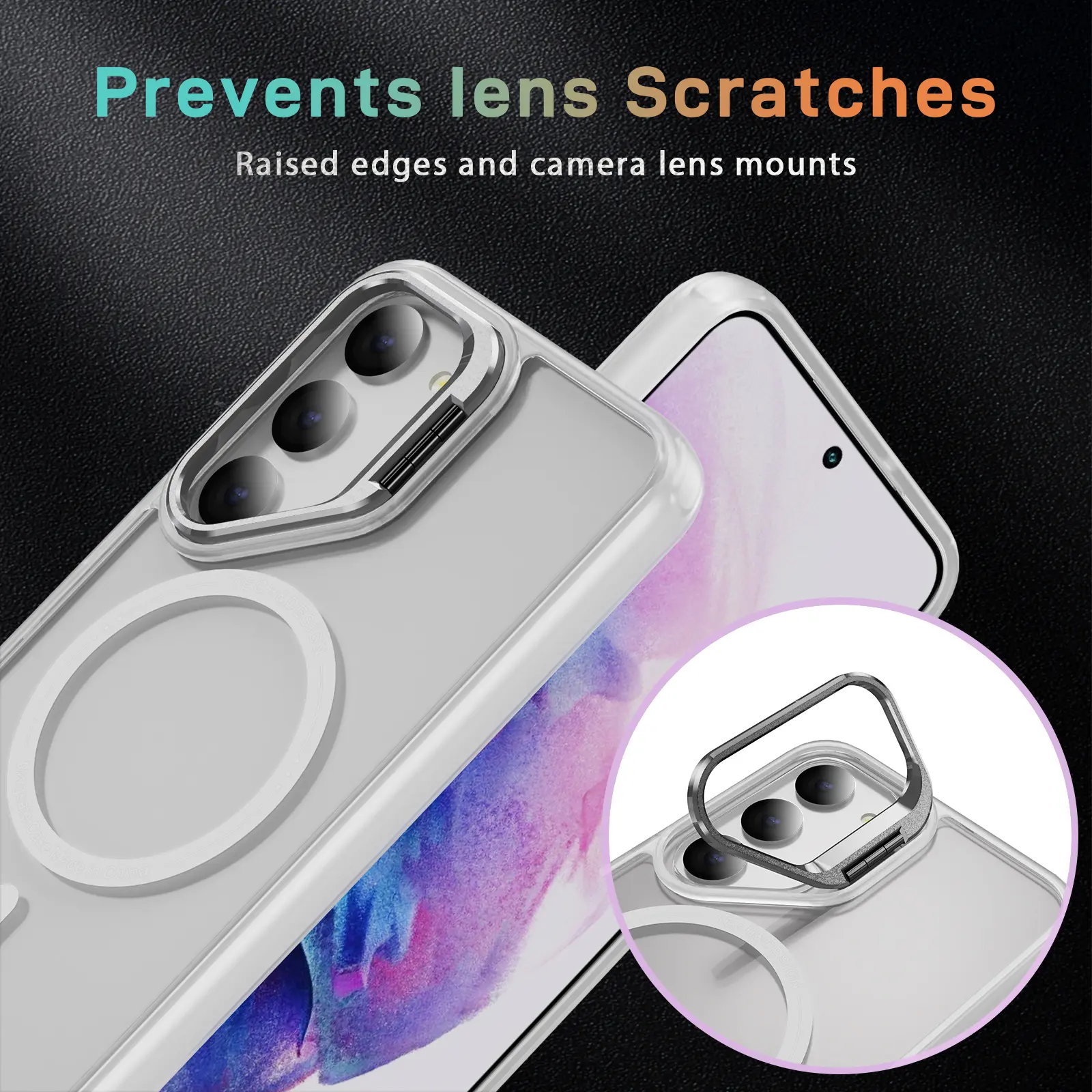 Samsung Galaxy S23 Hoesje MagSafe Back Cover met Camera Stand Transparant afbeelding 8