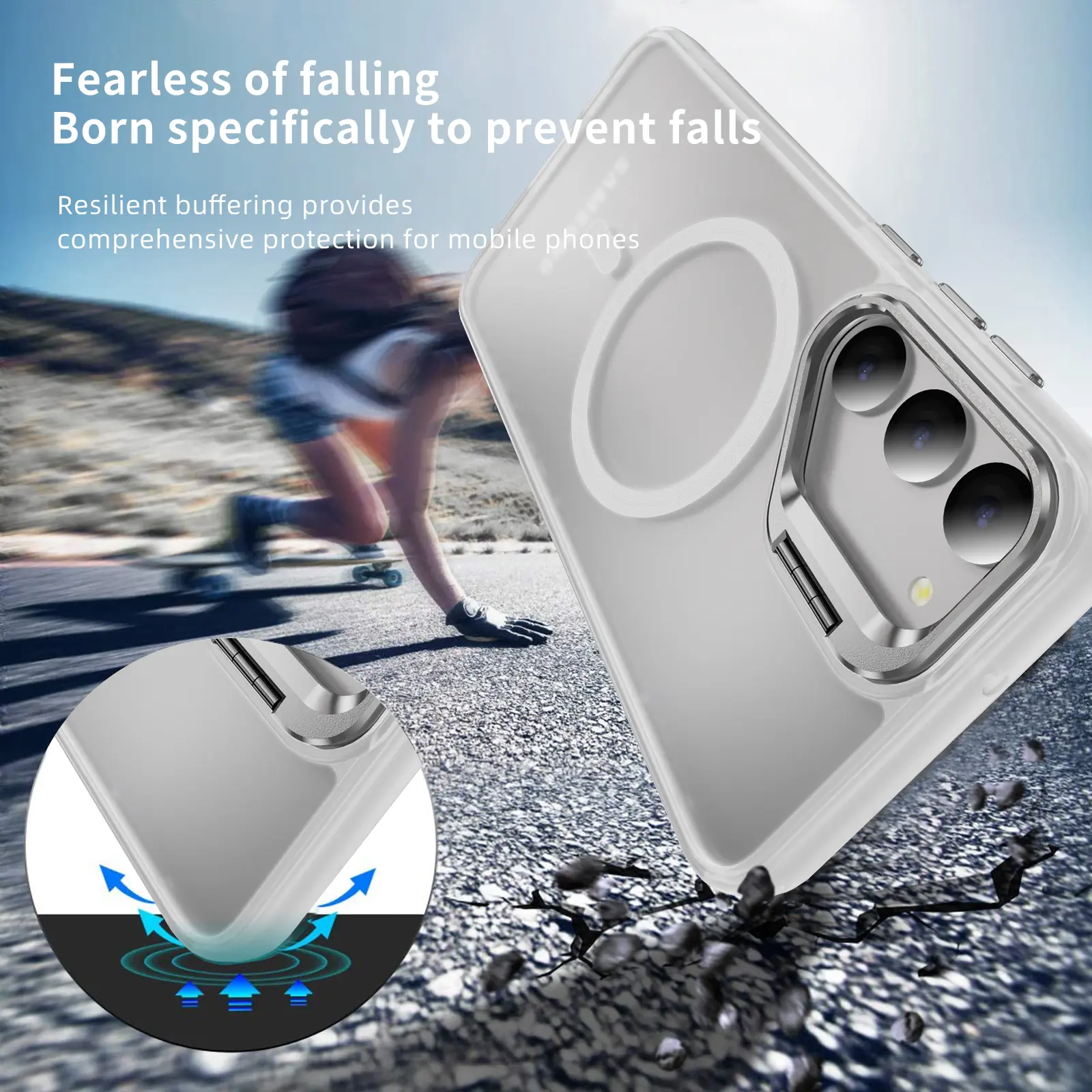 Samsung Galaxy S23 Hoesje MagSafe Back Cover met Camera Stand Transparant afbeelding 4
