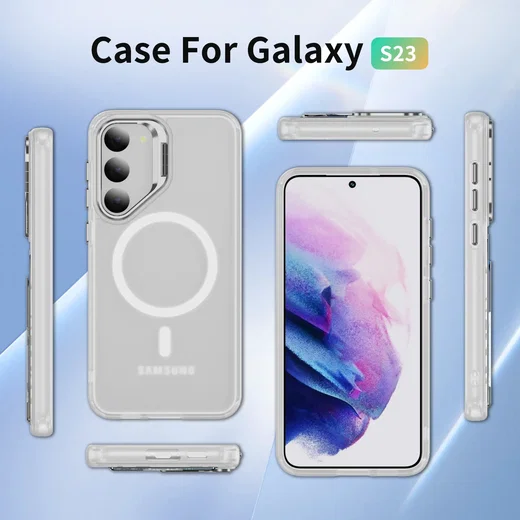 Samsung Galaxy S23 Hoesje MagSafe Back Cover met Camera Stand Transparant afbeelding 6