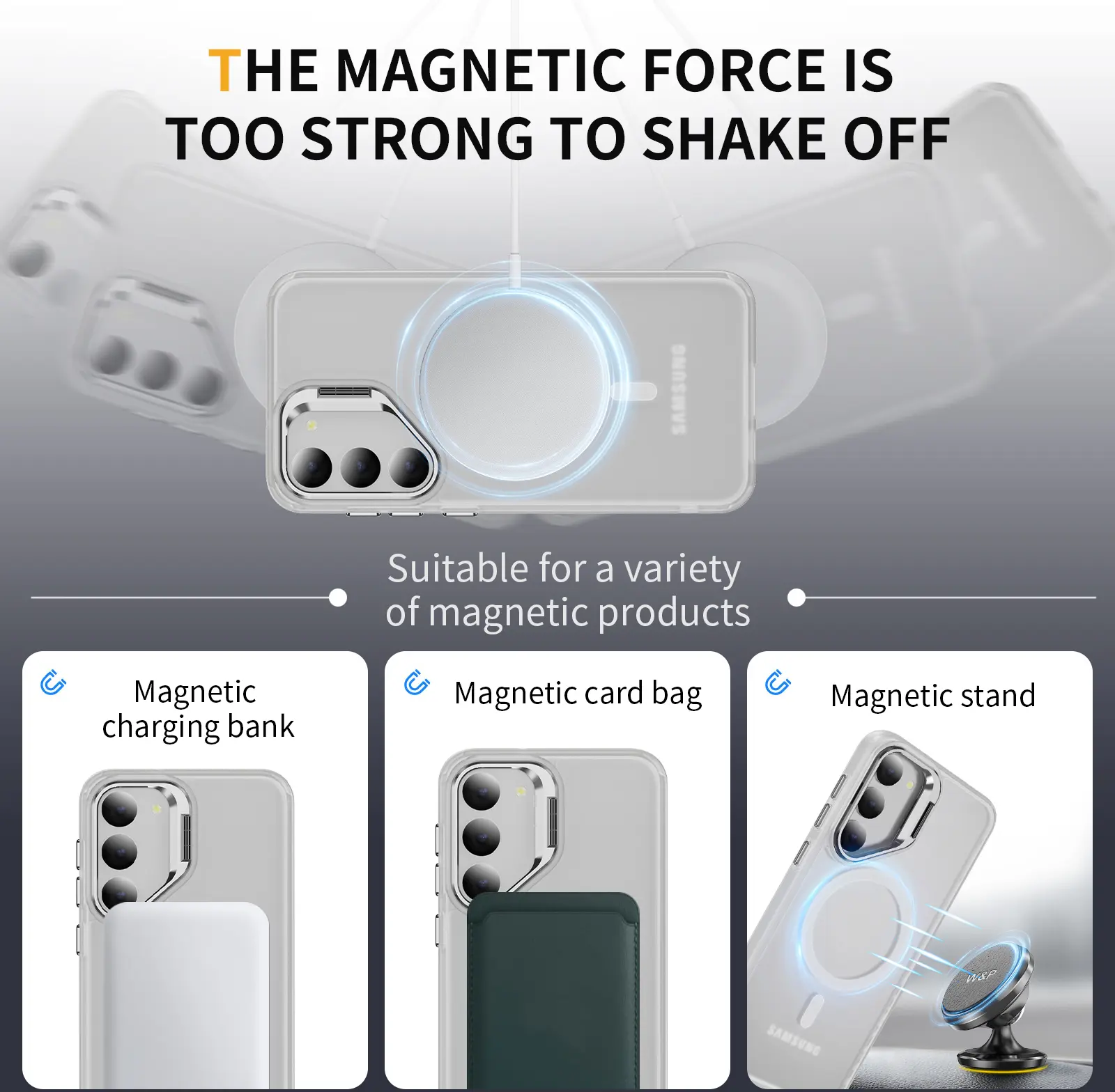 Samsung Galaxy S23 Hoesje MagSafe Back Cover met Camera Stand Transparant afbeelding 5