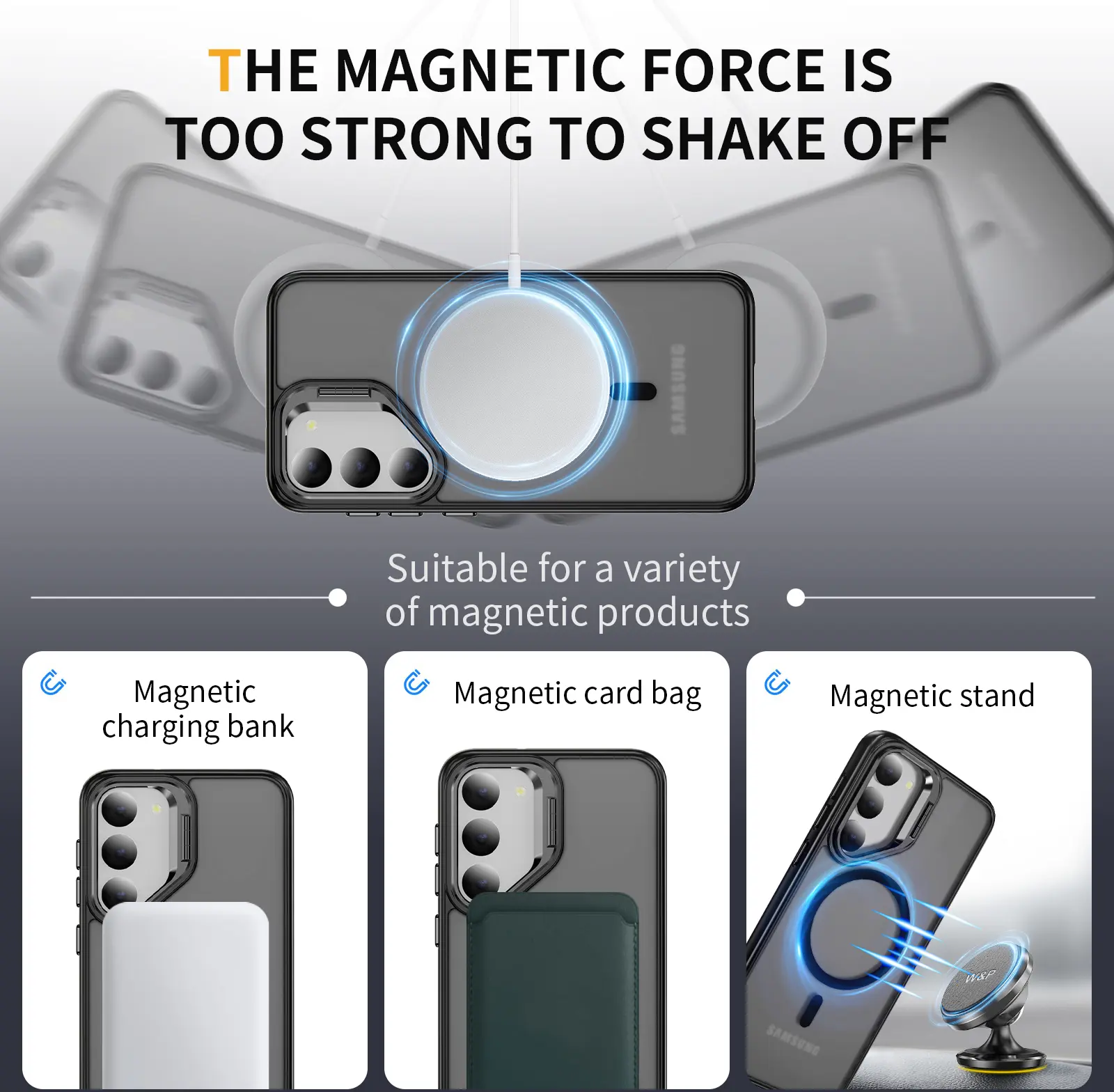 Samsung Galaxy S23 Hoesje MagSafe Back Cover met Camera Stand Zwart afbeelding 5