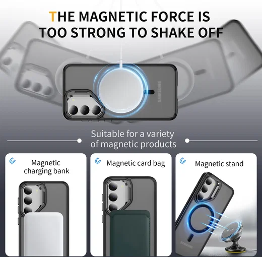 Samsung Galaxy S23 Hoesje MagSafe Back Cover met Camera Stand Zwart afbeelding 5
