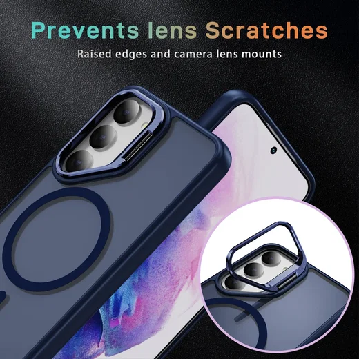 Samsung Galaxy S23 Hoesje MagSafe Back Cover met Camera Stand Blauw afbeelding 6