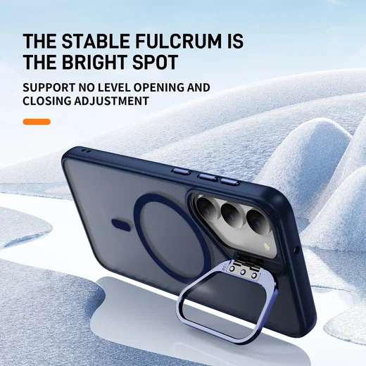 Samsung Galaxy S23 Hoesje MagSafe Back Cover met Camera Stand Blauw afbeelding 2
