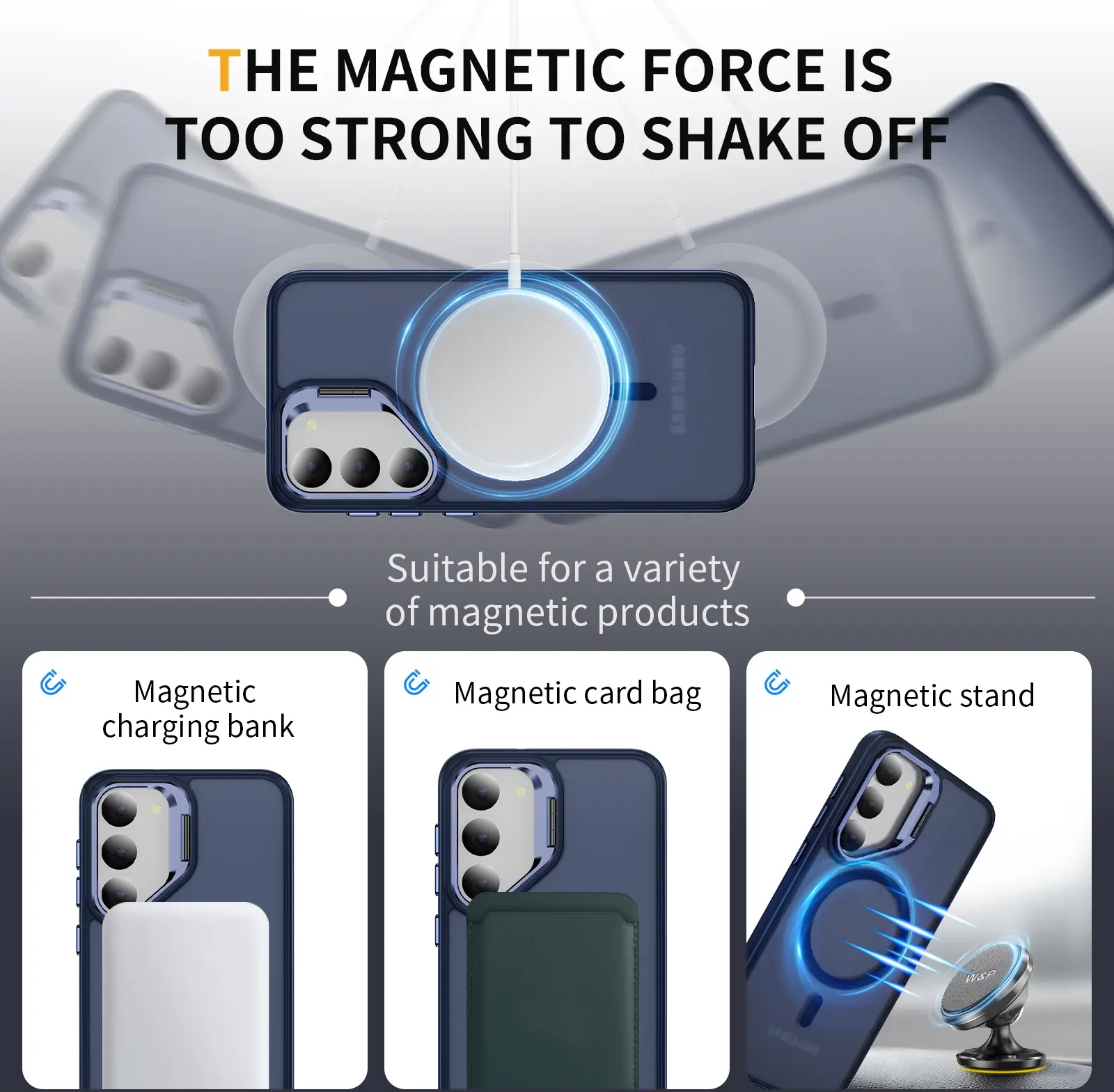 Samsung Galaxy S23 Hoesje MagSafe Back Cover met Camera Stand Blauw afbeelding 5