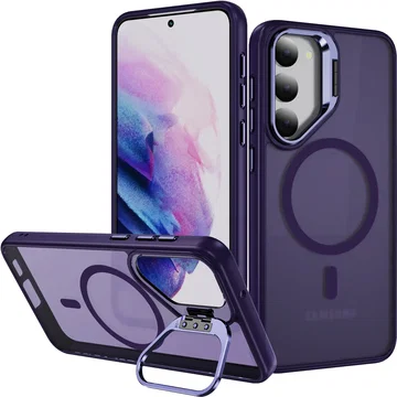 Samsung Galaxy S23 Hoesje MagSafe Back Cover met Camera Stand Paars