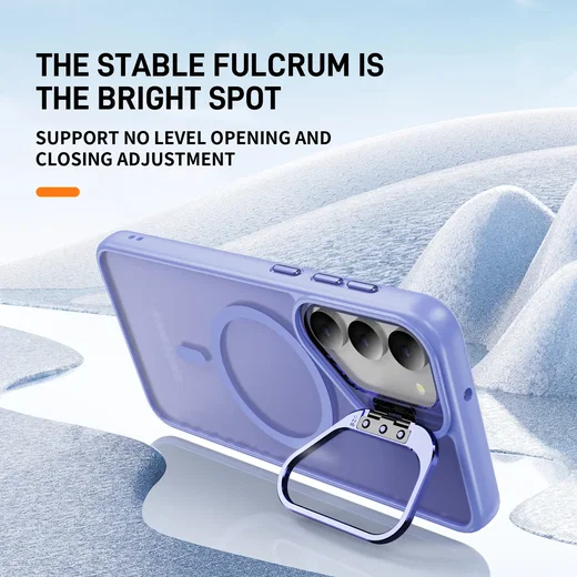 Samsung Galaxy S23 Hoesje MagSafe Back Cover met Camera Stand Licht Paars afbeelding 2