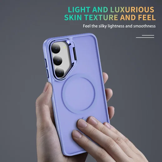 Samsung Galaxy S23 Hoesje MagSafe Back Cover met Camera Stand Licht Paars afbeelding 10