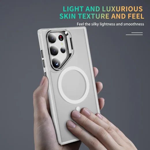 Samsung Galaxy S23 Ultra Hoesje MagSafe Back Cover met Camera Stand Transparant afbeelding 7