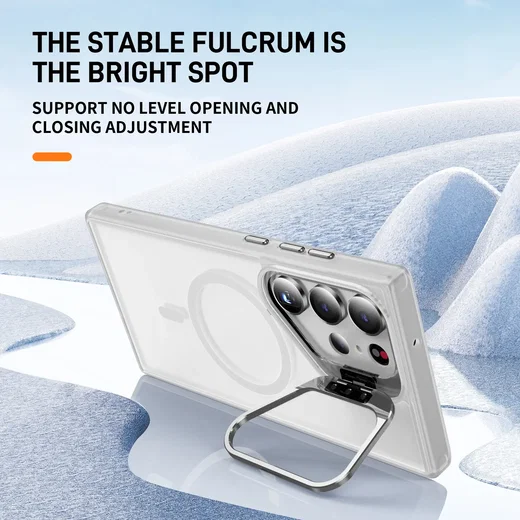 Samsung Galaxy S23 Ultra Hoesje MagSafe Back Cover met Camera Stand Transparant afbeelding 2