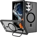 Samsung Galaxy S23 Ultra Hoesje MagSafe Back Cover met Camera Stand Zwart