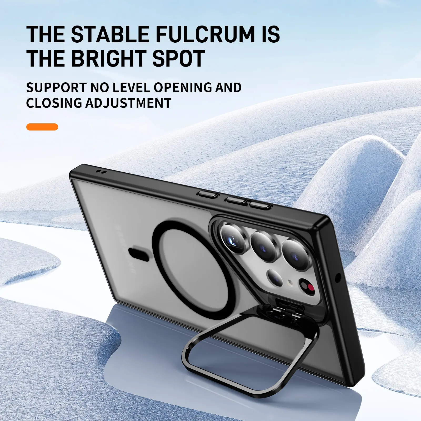Samsung Galaxy S23 Ultra Hoesje MagSafe Back Cover met Camera Stand Zwart afbeelding 2