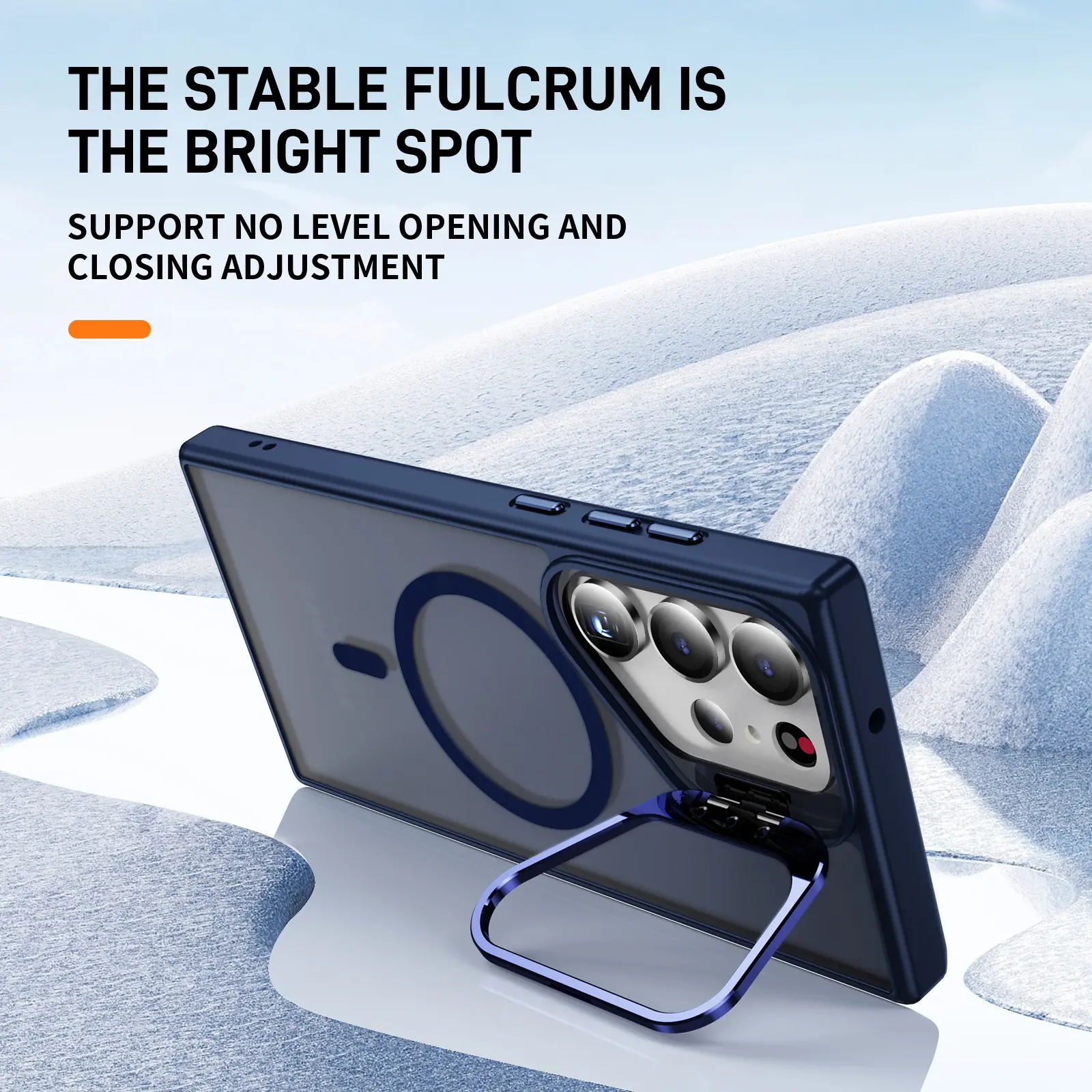 Samsung Galaxy S23 Ultra Hoesje MagSafe Back Cover met Camera Stand Blauw afbeelding 2