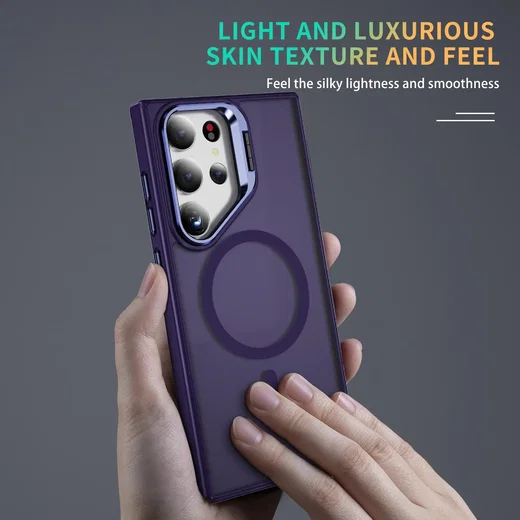 Samsung Galaxy S23 Ultra Hoesje MagSafe Back Cover met Camera Stand Paars afbeelding 6