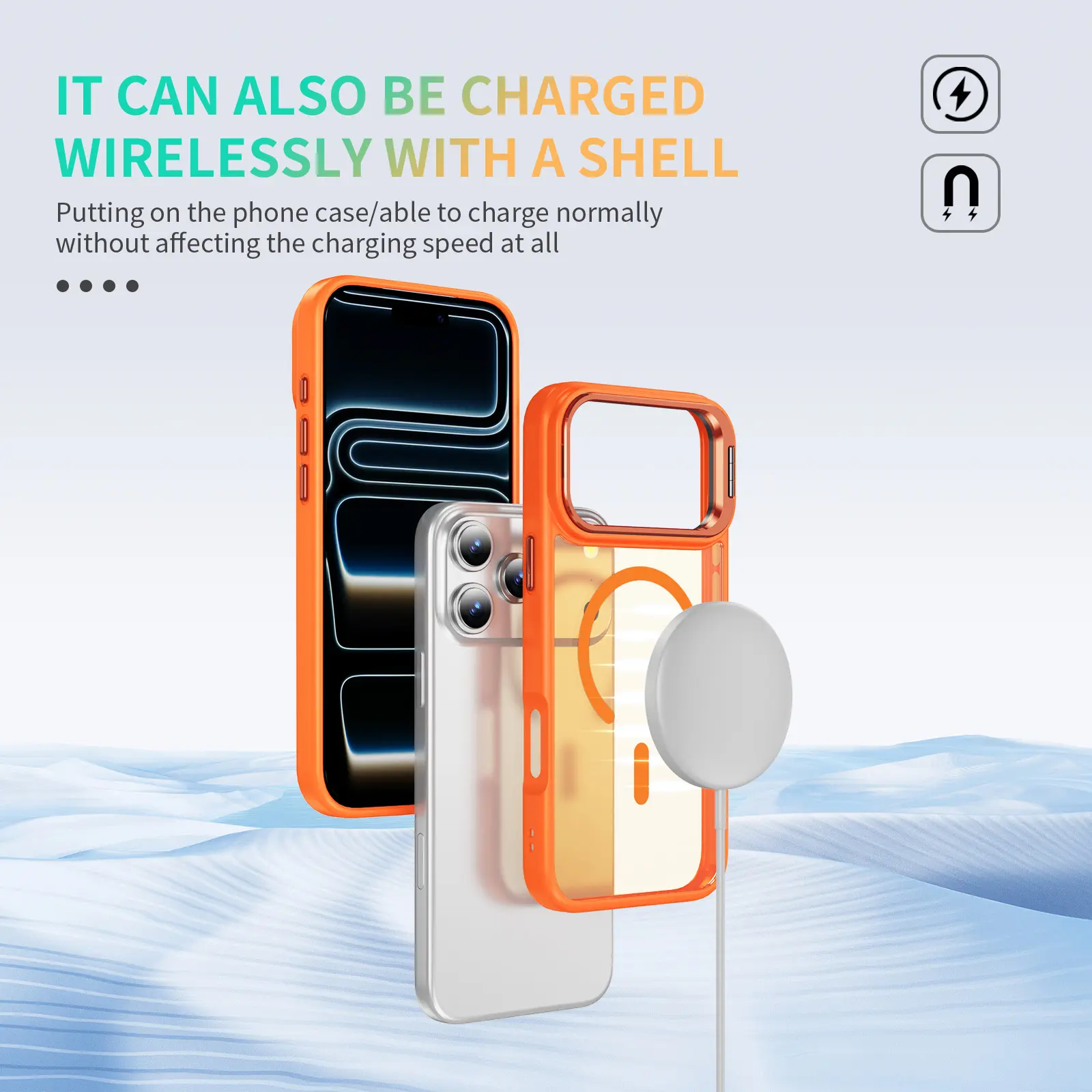 Apple iPhone 17 Pro Hoesje MagSafe Back Cover met Camera Stand Oranje afbeelding 4