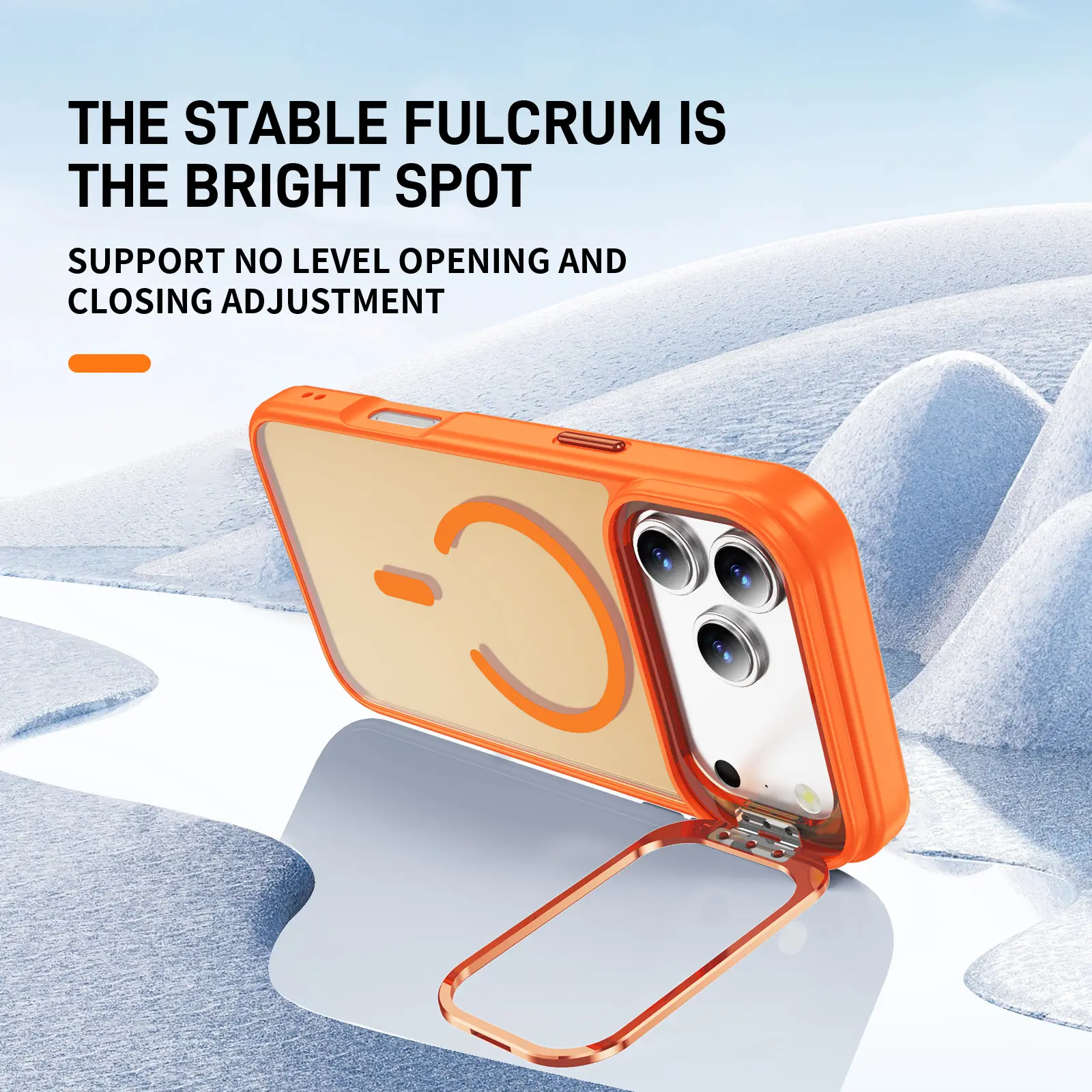 Apple iPhone 17 Pro Max Hoesje MagSafe Back Cover met Camera Stand Oranje afbeelding 2