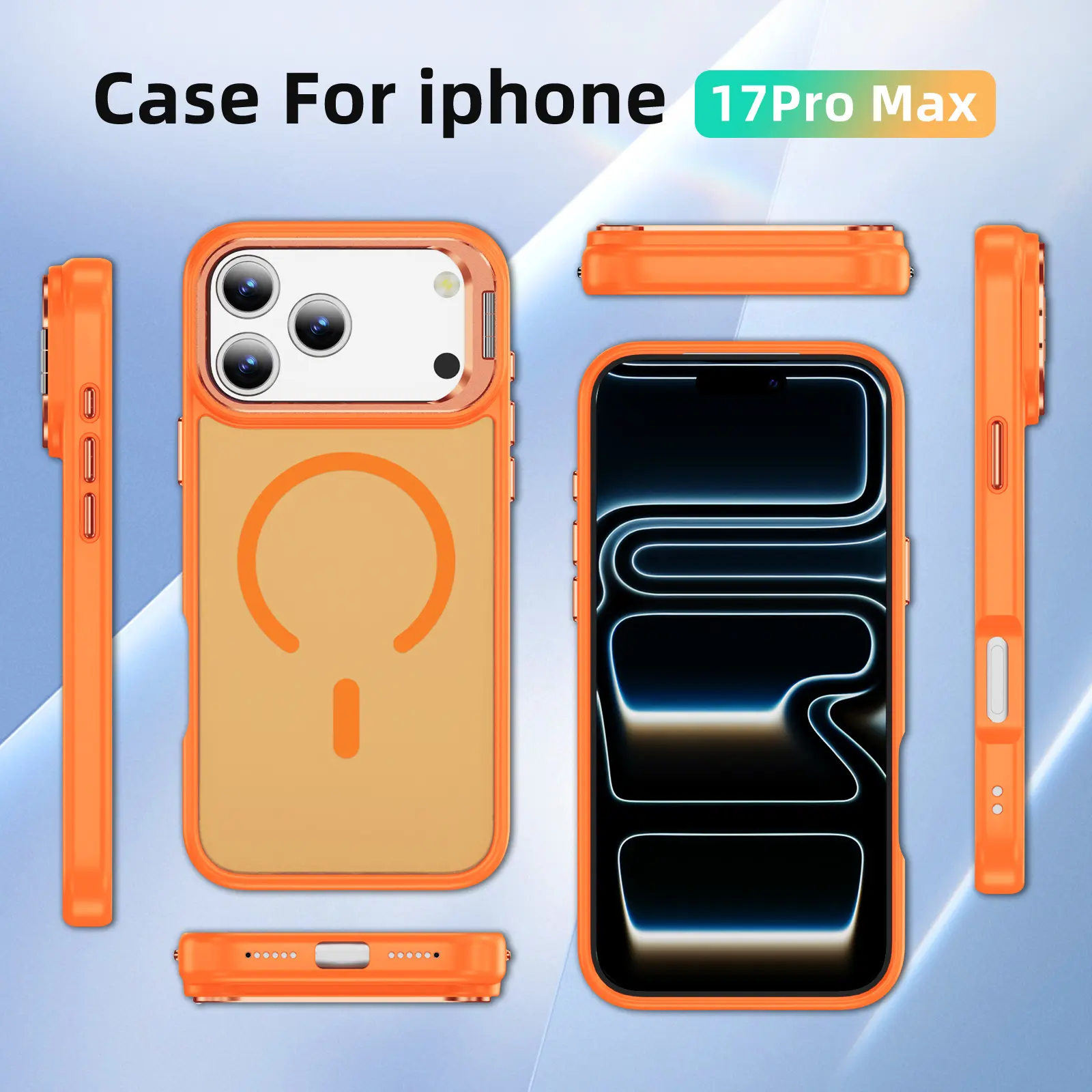 Apple iPhone 17 Pro Max Hoesje MagSafe Back Cover met Camera Stand Oranje afbeelding 10