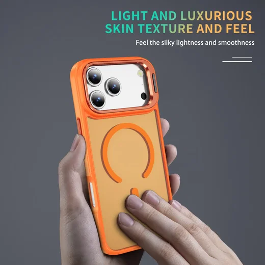 Apple iPhone 17 Pro Max Hoesje MagSafe Back Cover met Camera Stand Oranje afbeelding 9