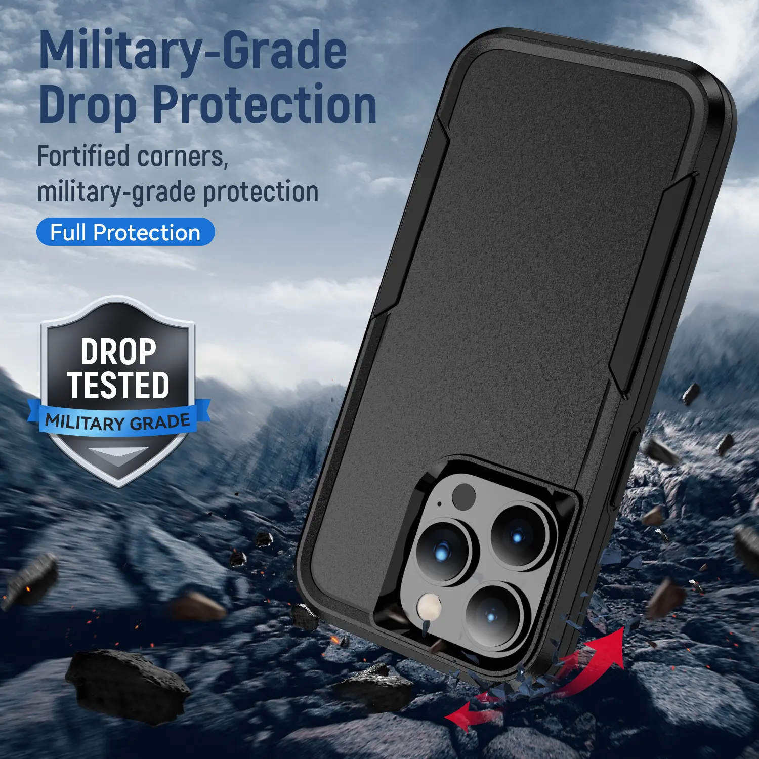 Apple iPhone 15 Pro Max Hoesje Schokbestendige Hardcase Back Cover Zwart afbeelding 2