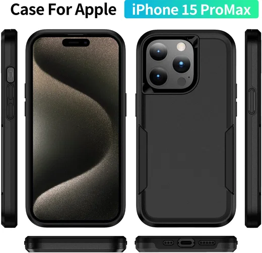 Apple iPhone 15 Pro Max Hoesje Schokbestendige Hardcase Back Cover Zwart afbeelding 9
