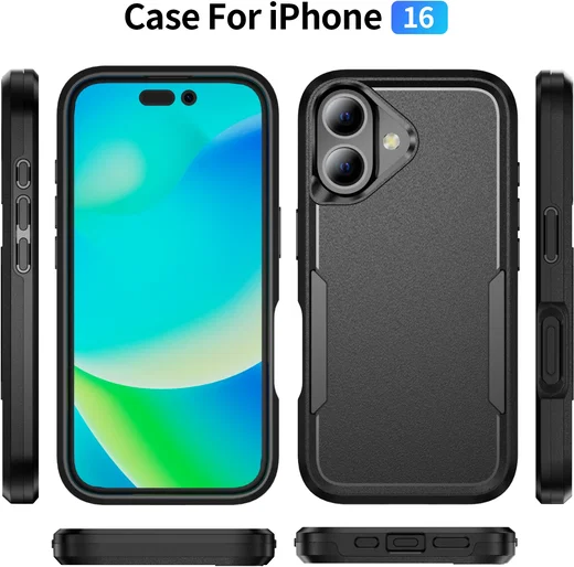 Apple iPhone 16 Hoesje Schokbestendige Hardcase Back Cover Zwart afbeelding 9