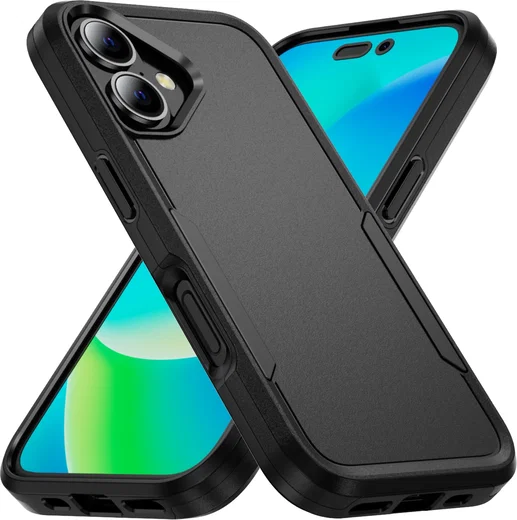 Apple iPhone 16 Hoesje Schokbestendige Hardcase Back Cover Zwart afbeelding 1