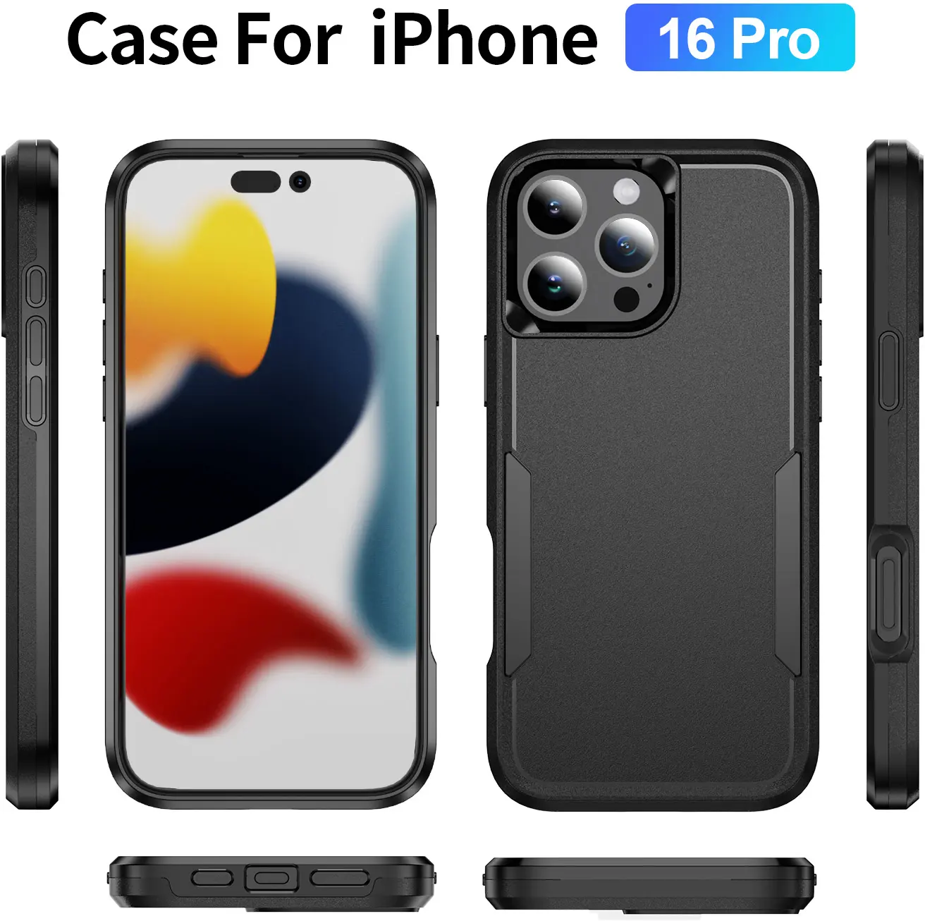 Apple iPhone 16 Pro Hoesje Schokbestendige Hardcase Back Cover Zwart afbeelding 8