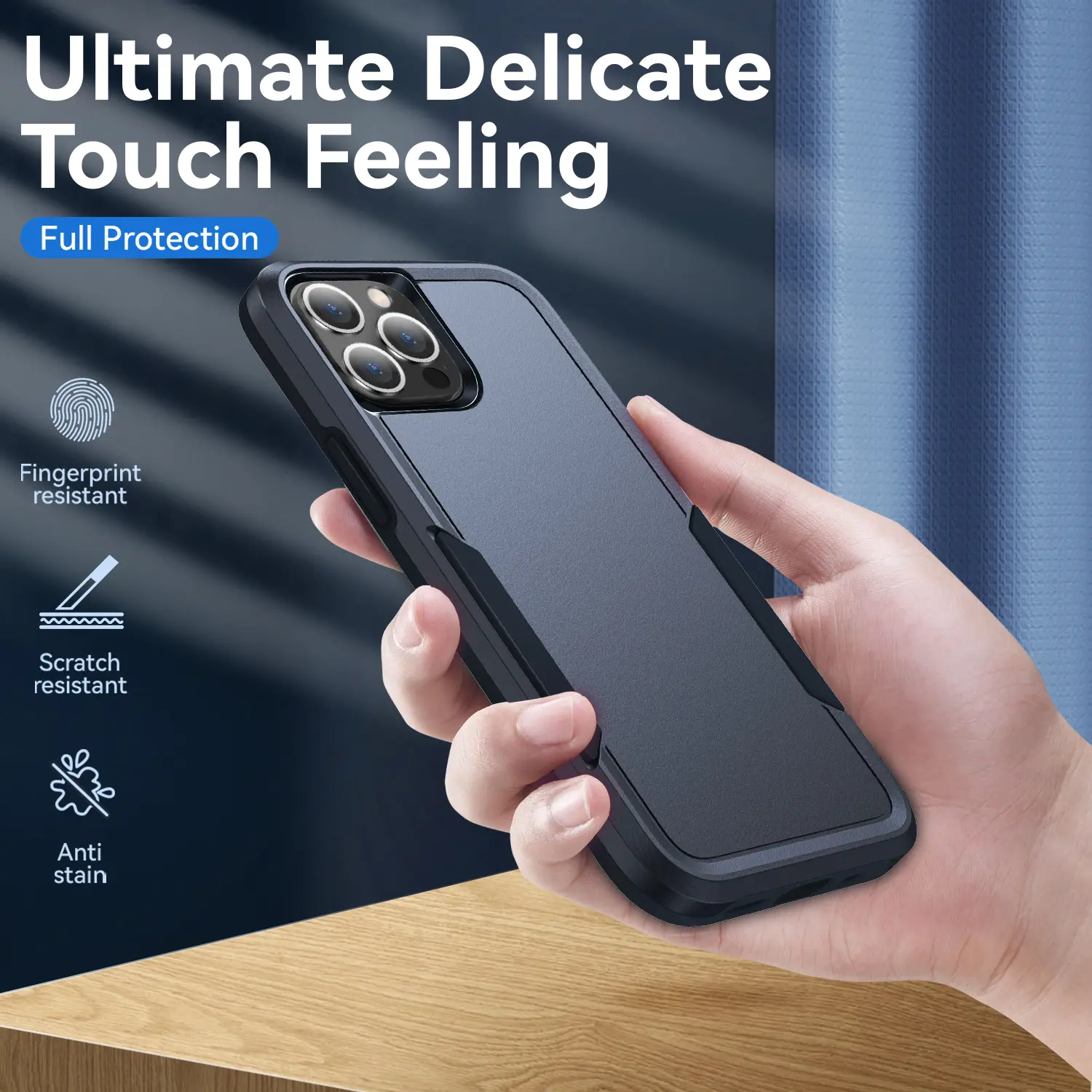 Apple iPhone 13 Pro Hoesje Schokbestendige Hardcase Back Cover Blauw afbeelding 7