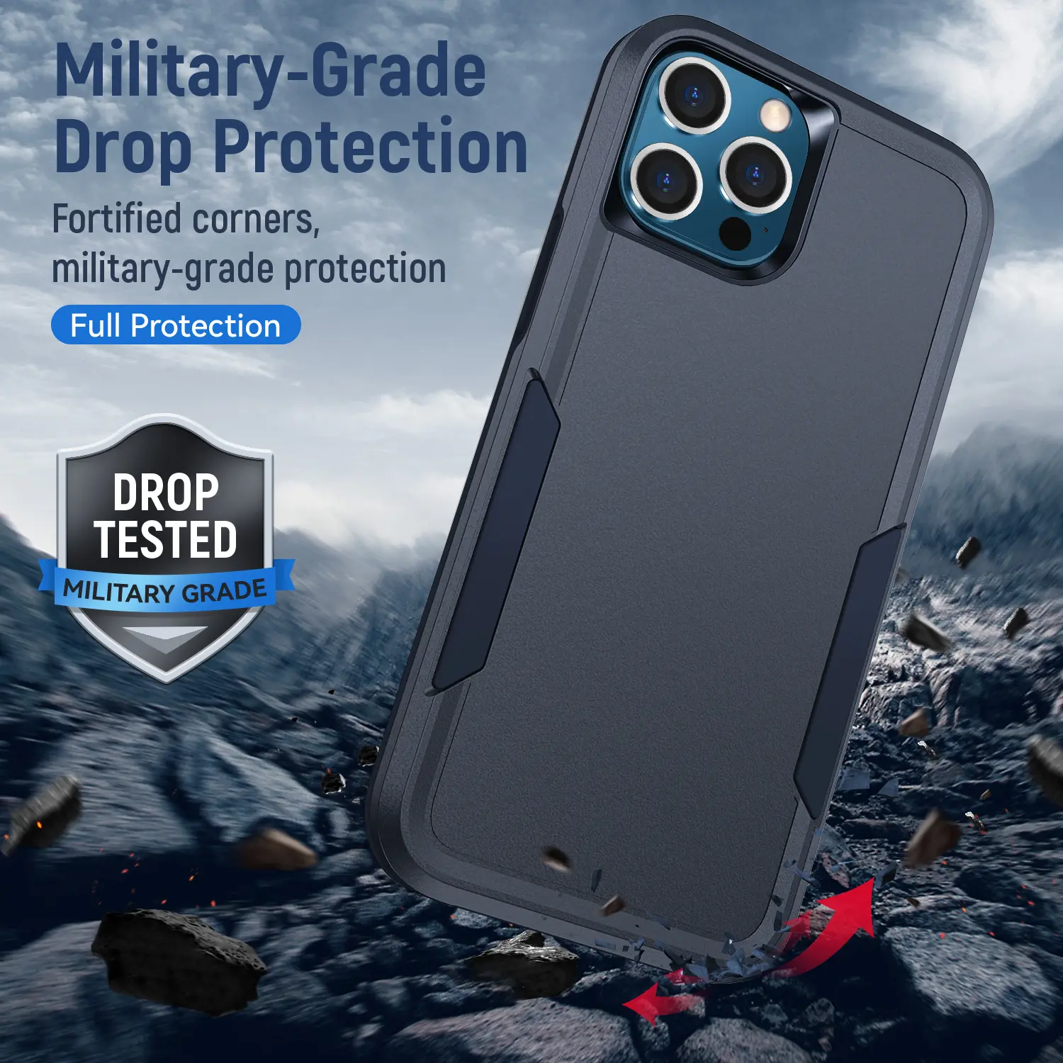 Apple iPhone 13 Pro Max Hoesje Schokbestendige Hardcase Back Cover Blauw afbeelding 2
