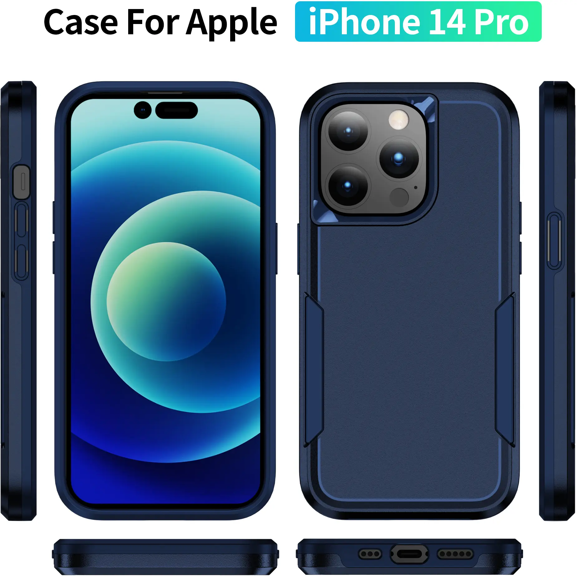 Apple iPhone 14 Pro Hoesje Schokbestendige Hardcase Back Cover Blauw afbeelding 10