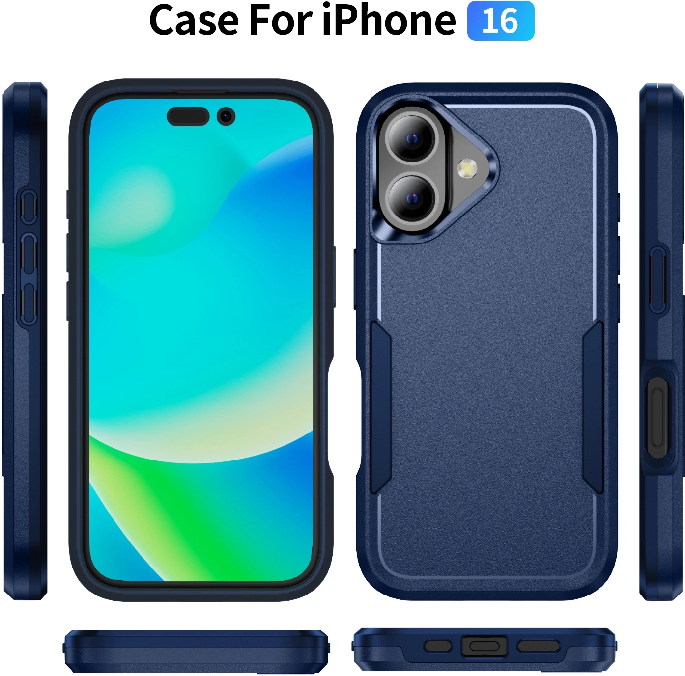 Apple iPhone 16 Hoesje Schokbestendige Hardcase Back Cover Blauw afbeelding 5