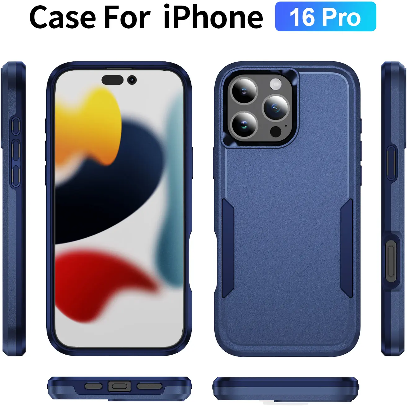 Apple iPhone 16 Pro Hoesje Schokbestendige Hardcase Back Cover Blauw afbeelding 7