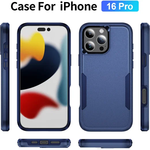 Apple iPhone 16 Pro Hoesje Schokbestendige Hardcase Back Cover Blauw afbeelding 7