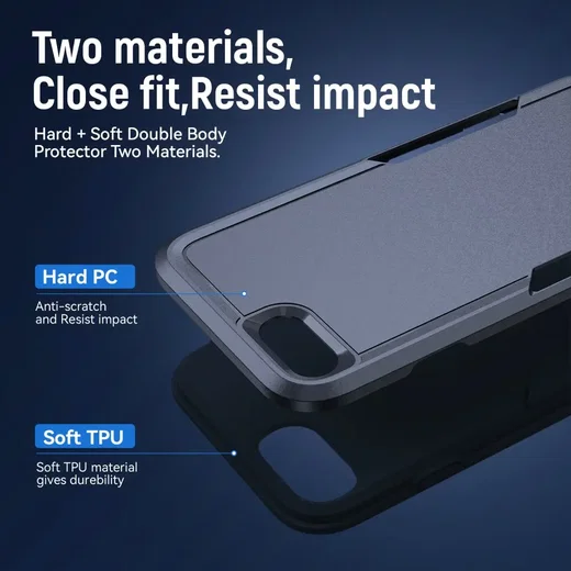 Apple iPhone 17e / 16e Hoesje Schokbestendige Hardcase Back Cover Blauw afbeelding 4