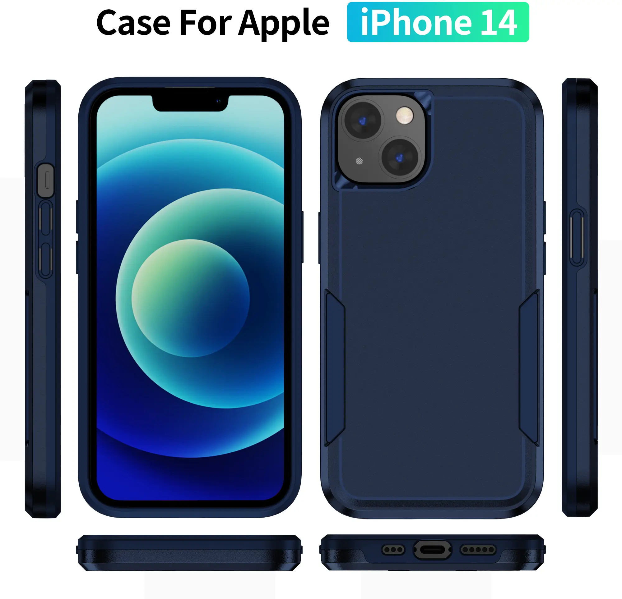 Apple iPhone 14 Hoesje Schokbestendige Hardcase Back Cover Blauw afbeelding 10