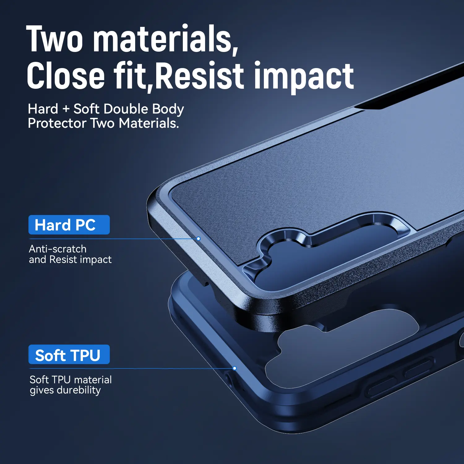 Samsung Galaxy A14 Hoesje Schokbestendige Hardcase Back Cover Blauw afbeelding 3