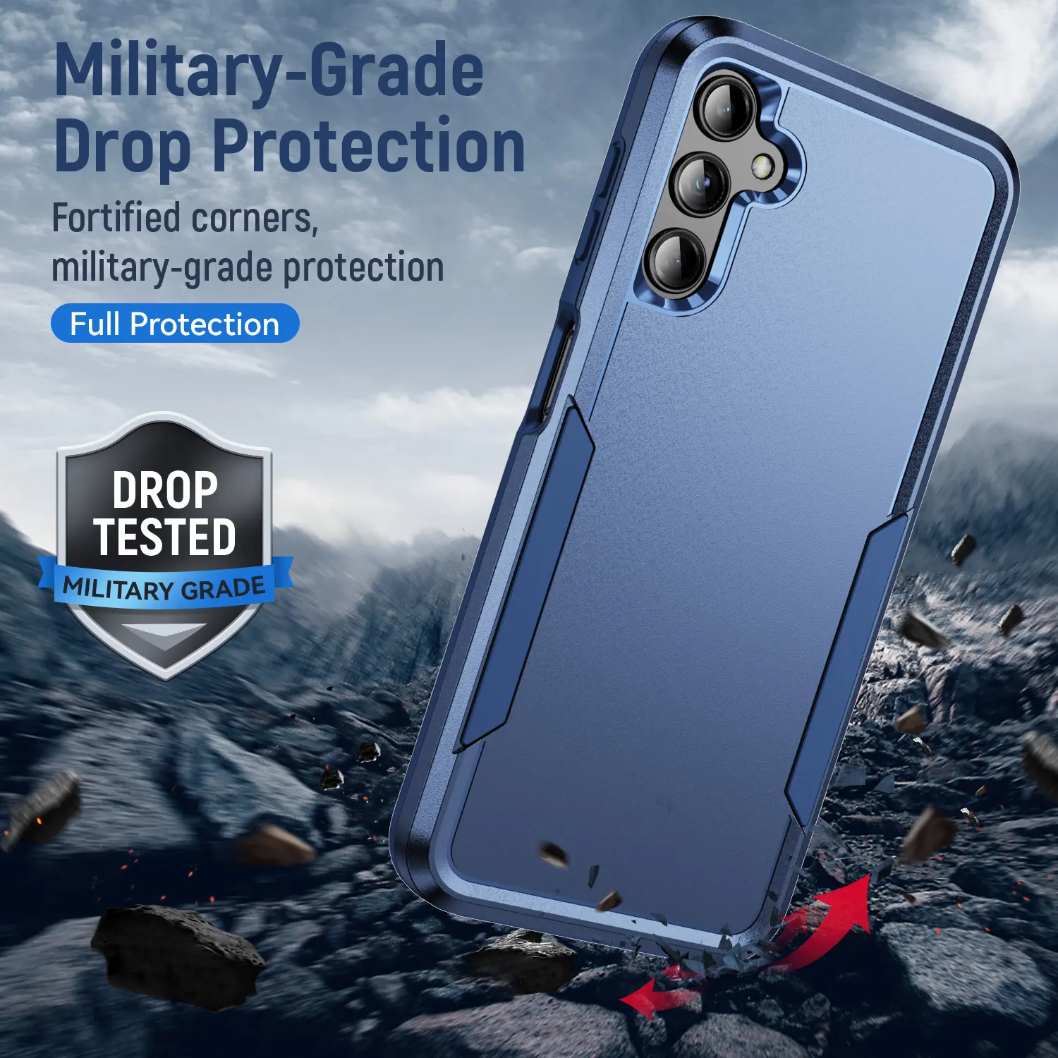 Samsung Galaxy A14 Hoesje Schokbestendige Hardcase Back Cover Blauw afbeelding 2