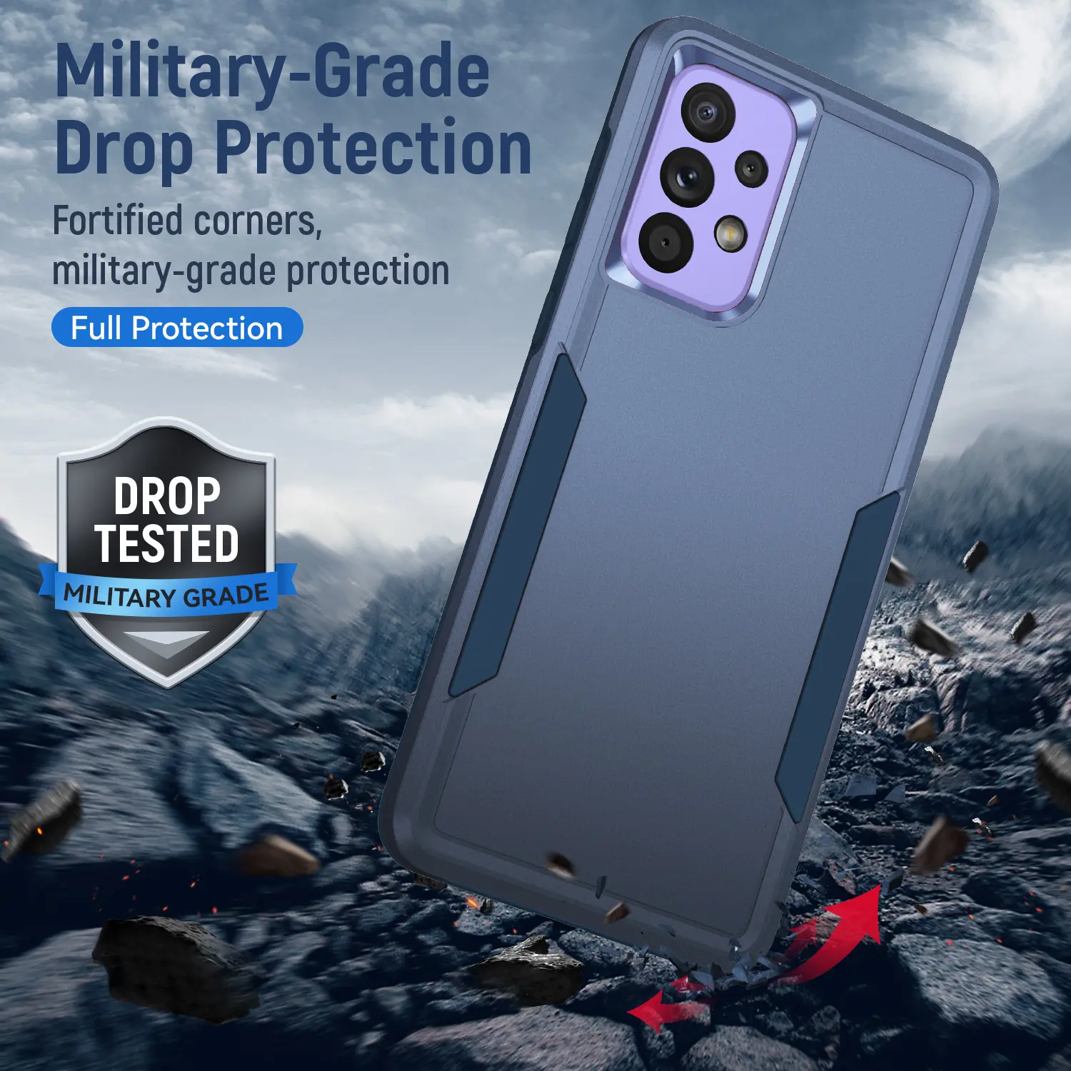 Samsung Galaxy A53 Hoesje Schokbestendige Hardcase Back Cover Blauw afbeelding 2